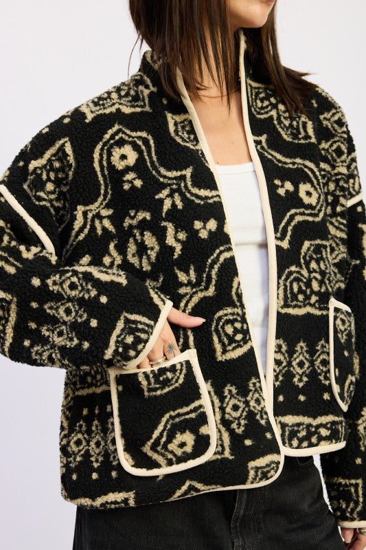 PAISLEY SHERPA JACKET - Sleekdenim.com