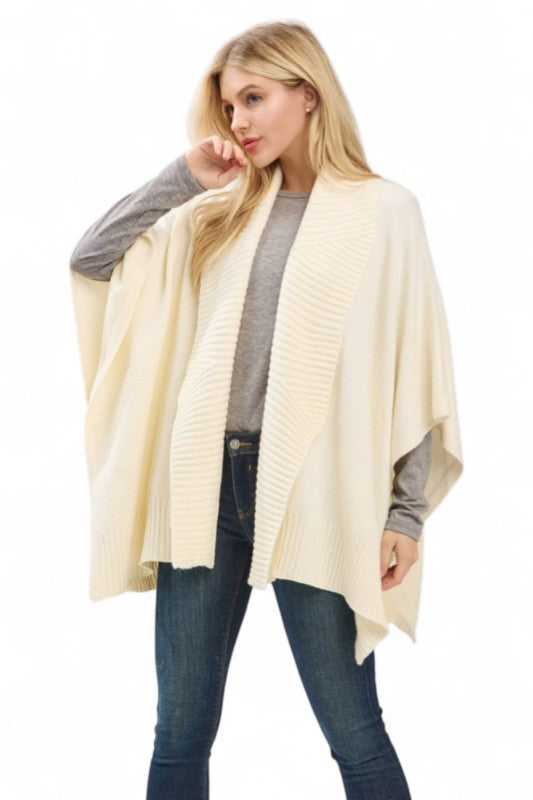 Soft Knit Open Front Shawl Cardigan - Sleekdenim.com