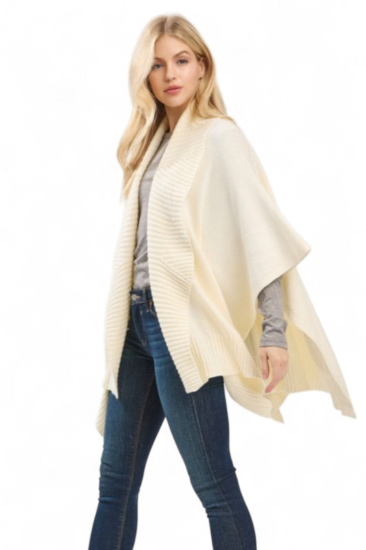 Soft Knit Open Front Shawl Cardigan - Sleekdenim.com