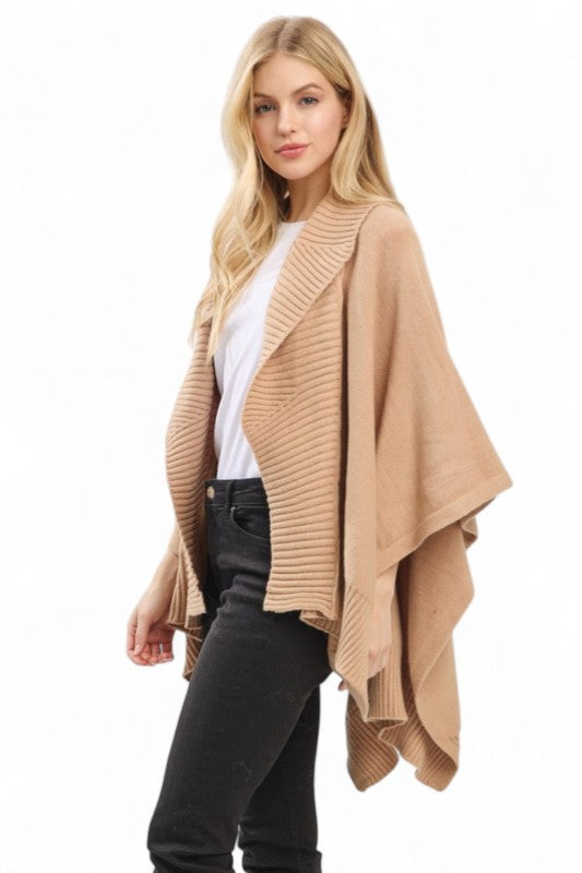 Soft Knit Open Front Shawl Cardigan - Sleekdenim.com