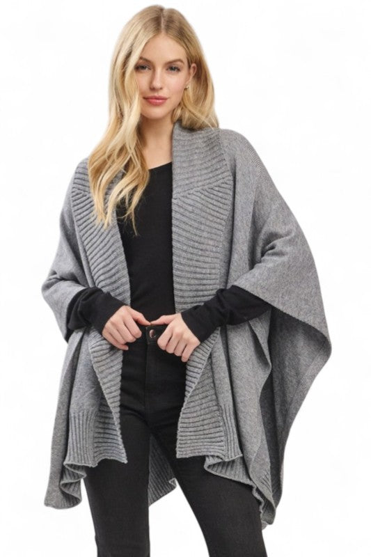 Soft Knit Open Front Shawl Cardigan - Sleekdenim.com