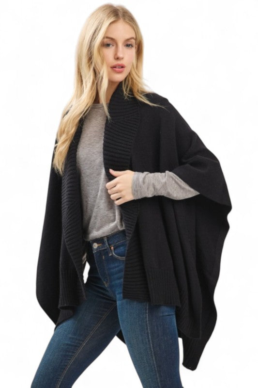 Soft Knit Open Front Shawl Cardigan - Sleekdenim.com