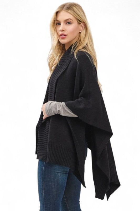 Soft Knit Open Front Shawl Cardigan - Sleekdenim.com