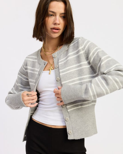BUTTON DOWN STRIPED CARDIGAN - Sleekdenim.com