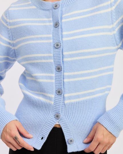 BUTTON DOWN STRIPED CARDIGAN - Sleekdenim.com