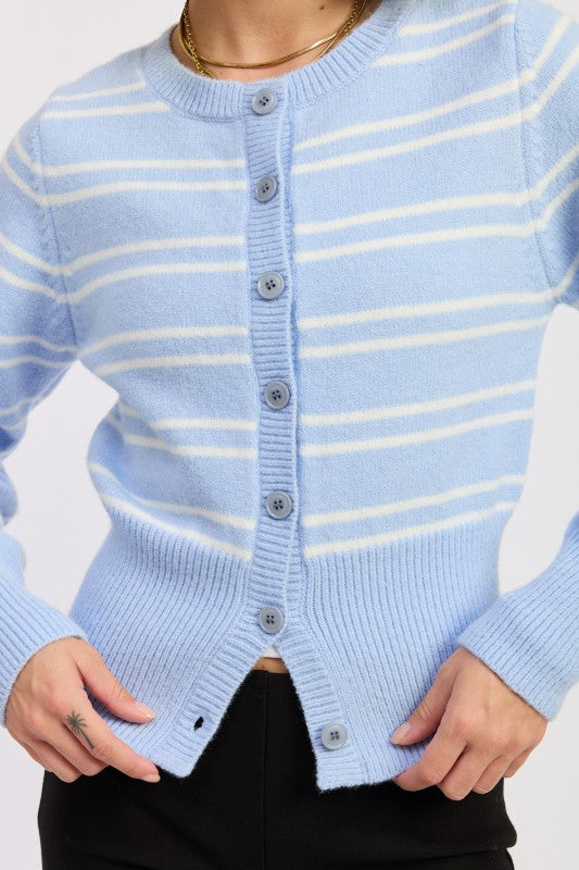 BUTTON DOWN STRIPED CARDIGAN - Sleekdenim.com