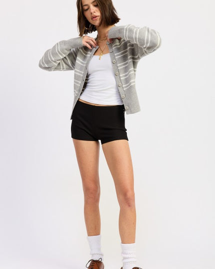 BUTTON DOWN STRIPED CARDIGAN - Sleekdenim.com