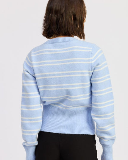 BUTTON DOWN STRIPED CARDIGAN - Sleekdenim.com