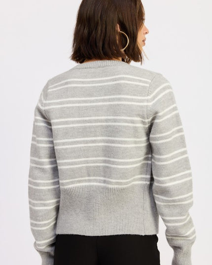 BUTTON DOWN STRIPED CARDIGAN - Sleekdenim.com