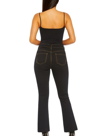 Raya Cropped Flare Jean in Black Denim - Sleekdenim.com