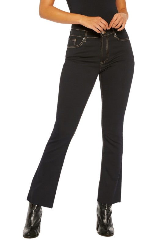 Raya Cropped Flare Jean in Black Denim - Sleekdenim.com
