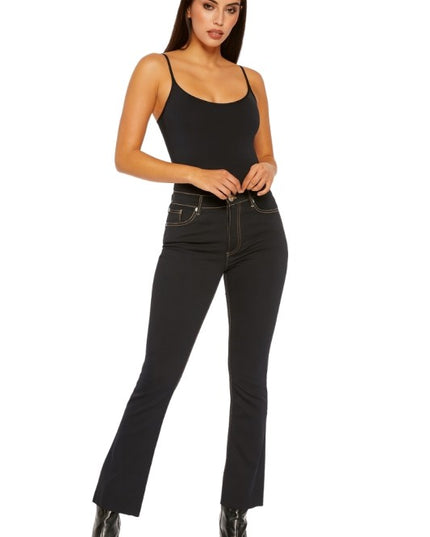 Raya Cropped Flare Jean in Black Denim - Sleekdenim.com