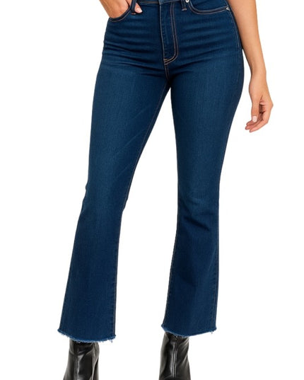 Raya Cropped Flare Jean in Blue Denim - Sleekdenim.com