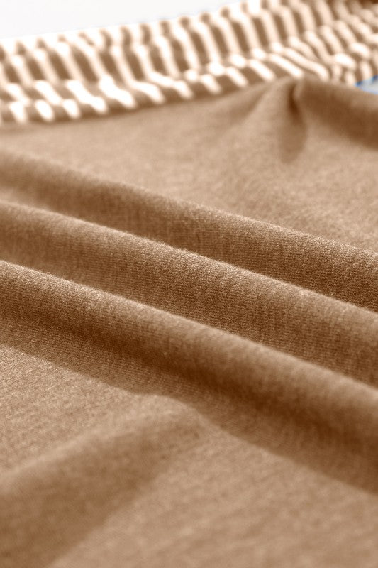 Viscose Striped Raglan Long Sleeve Loose Top - Sleekdenim.com