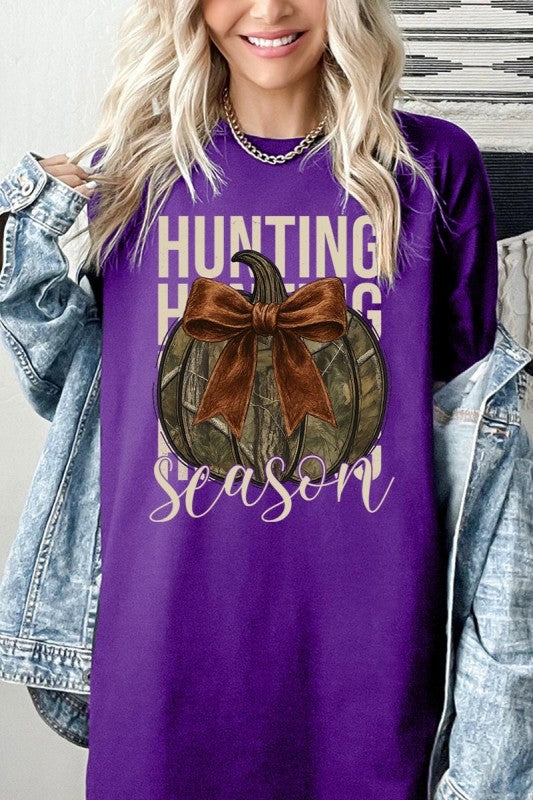 Hunting Pumpkin Bow Graphic Heavy Cotton Tee - Sleekdenim.com