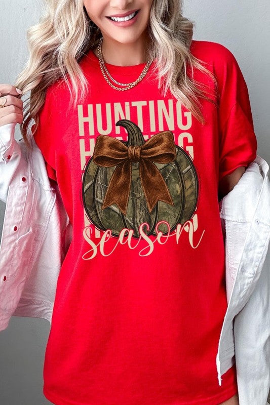 Hunting Pumpkin Bow Graphic Heavy Cotton Tee - Sleekdenim.com