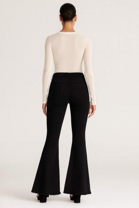 Black Flare Jeans with Stud Details - Sleekdenim.com