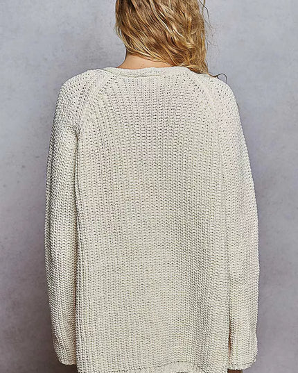 POL Open Front Knit Cardigan with Front Pocket - Sleekdenim.com