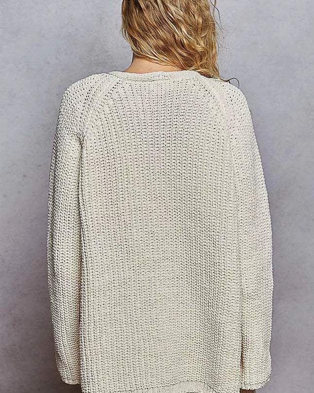 POL Open Front Knit Cardigan with Front Pocket - Sleekdenim.com