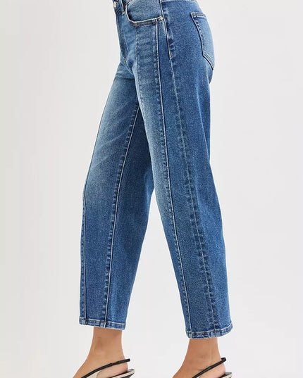 RISEN High Rise Crop Straight Jeans - Sleekdenim.com