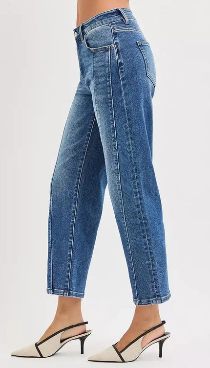RISEN High Rise Crop Straight Jeans - Sleekdenim.com