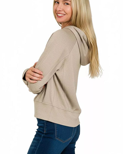 Zenana Drawstring Scuba Hoodie - Sleekdenim.com