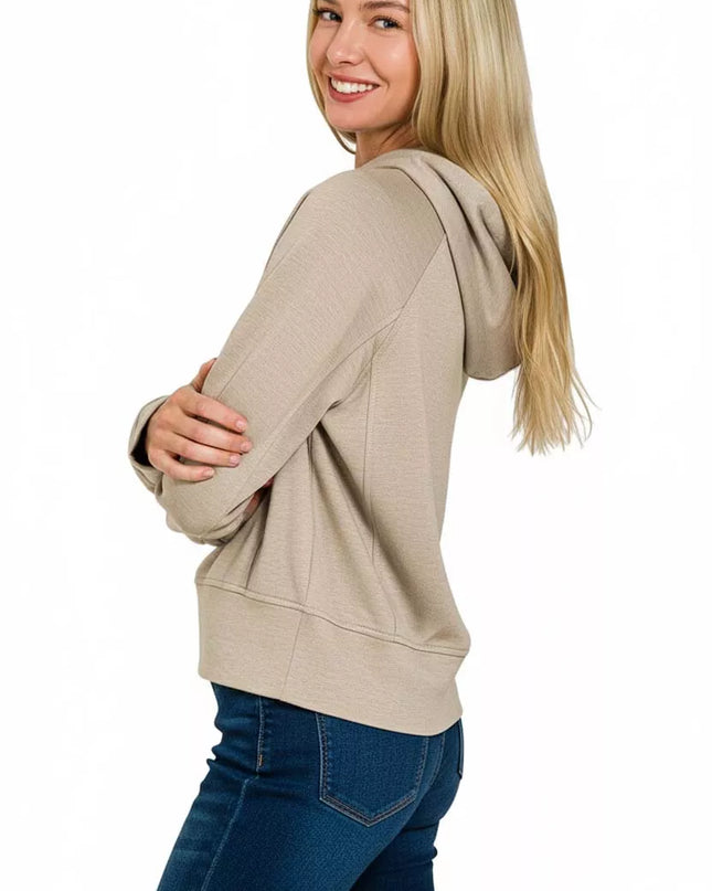 Zenana Drawstring Scuba Hoodie - Sleekdenim.com