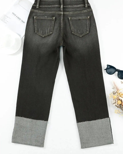 High Waist Distressed Straight Leg Jeans - Sleekdenim.com