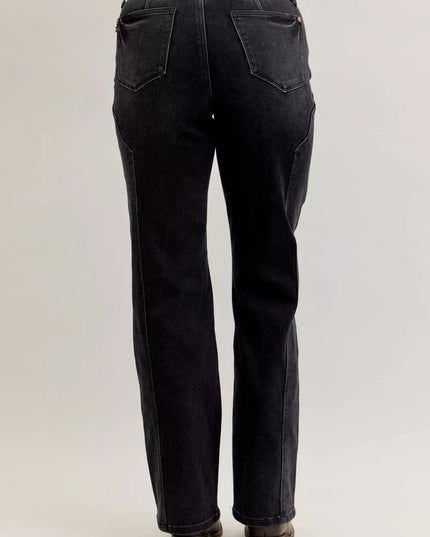 Judy Blue Mid Rise Straight Western Seam Detail Jeans - Sleekdenim.com