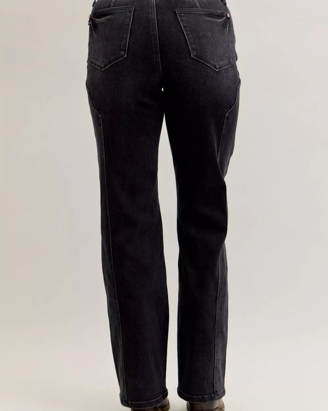 Judy Blue Mid Rise Straight Western Seam Detail Jeans - Sleekdenim.com