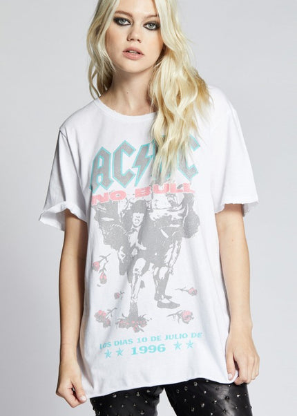 AC/DC No Bull Tour Vintage Graphic Boyfriend Tee - Sleekdenim.com