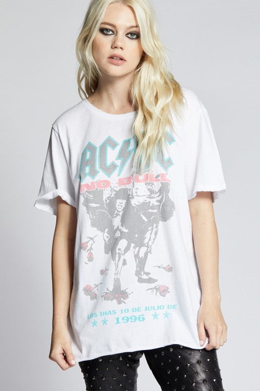 AC/DC No Bull Tour Vintage Graphic Boyfriend Tee - Sleekdenim.com