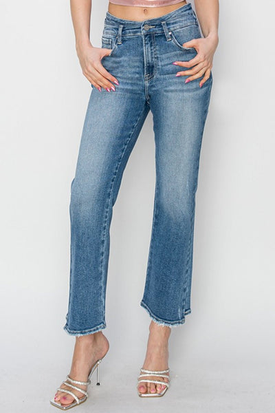 RISEN High Rise Slim Straight Jeans | Sleekdenim.com