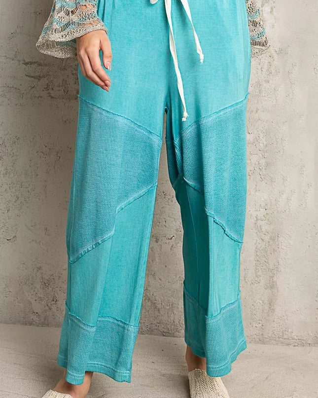 POL Elastic Waistband Wide Leg Pants with Drawstring - Sleekdenim.com