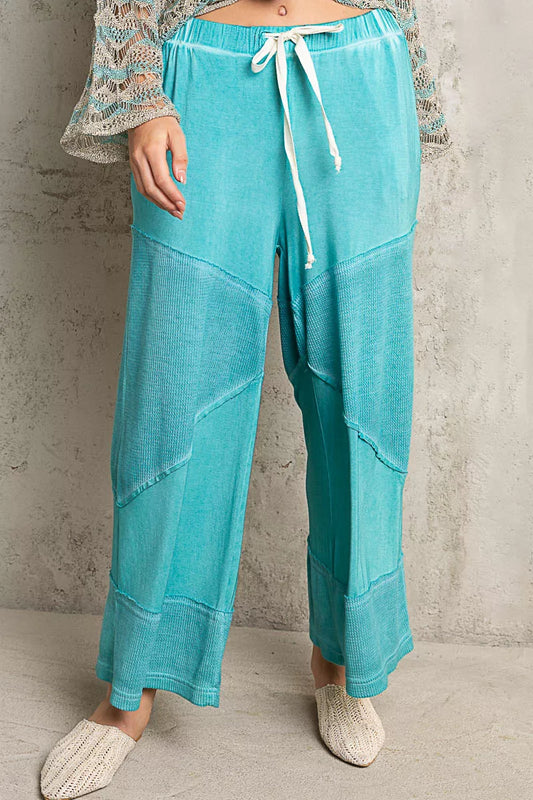 POL Elastic Waistband Wide Leg Pants with Drawstring - Sleekdenim.com