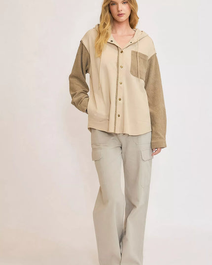 Umgee Washed French Terry Shacket - Sleekdenim.com