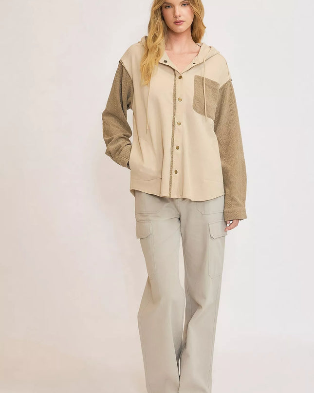 Umgee Washed French Terry Shacket - Sleekdenim.com