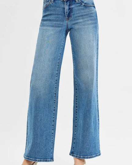 RISEN Full Size Low Rise Wide Leg Jeans Plus Size - Sleekdenim.com