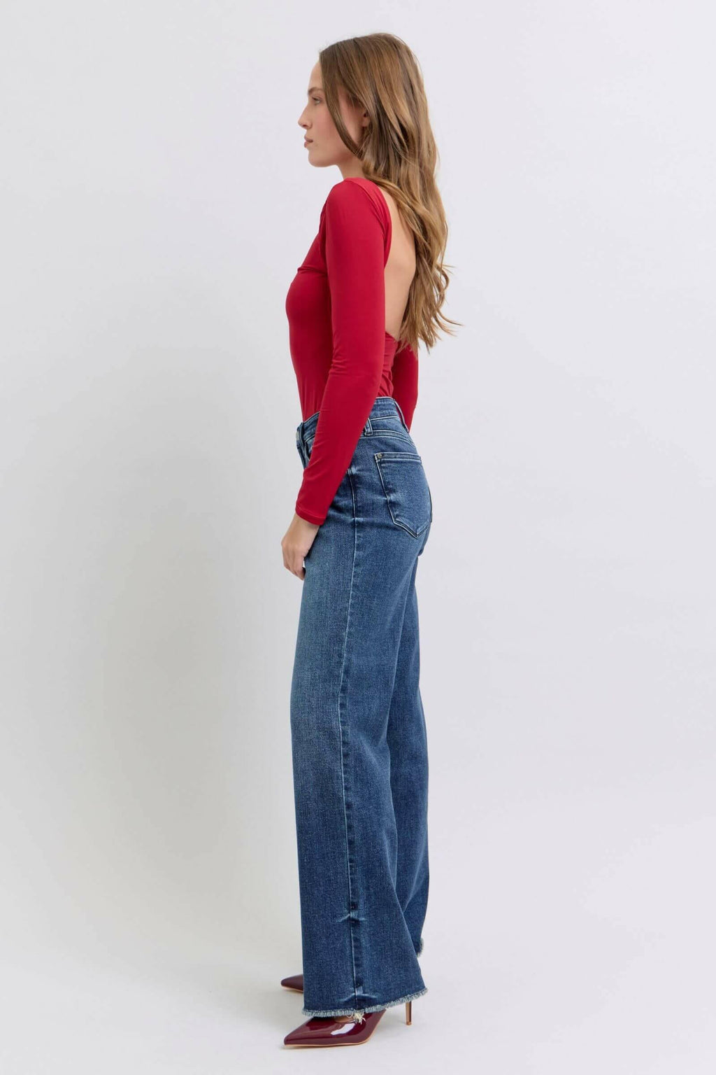 Judy Blue Full Size Raw Hem Mid Rise Jeans | Sleekdenim.com