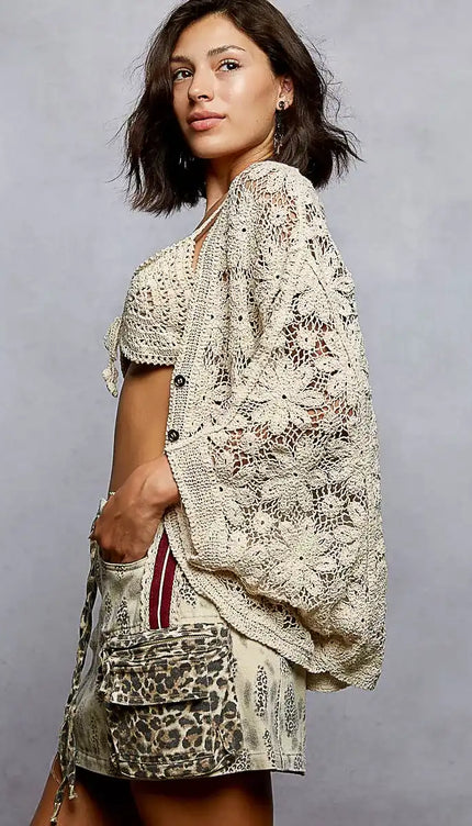 POL Crochet Knit Lightweight Cardigan - Sleekdenim.com