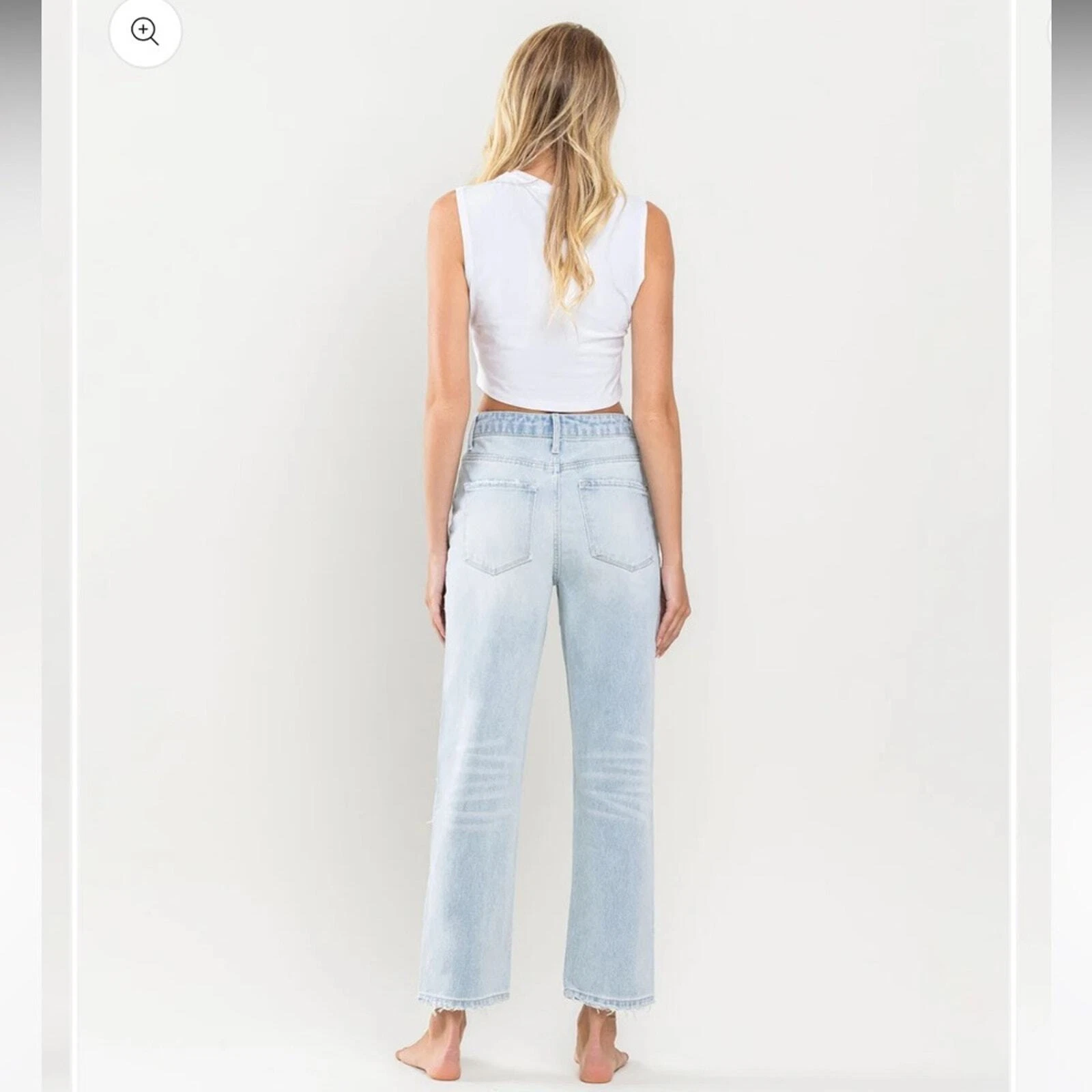 VERVET by Flying Monkey Super High Rise Distressed Crop Straight Jeans - Sleekdenim.com