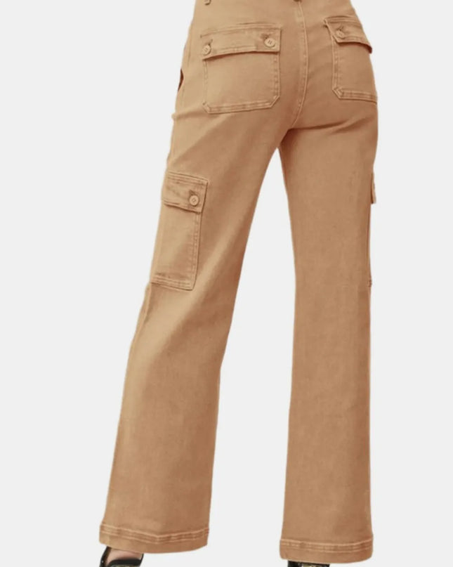 RISEN Full Size High Rise Wide Leg Cargo Jeans - Sleekdenim.com