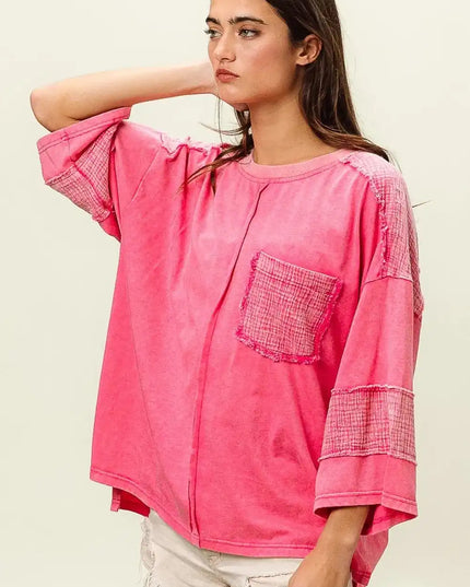 BiBi High-Low Washed T-Shirt - Sleekdenim.com