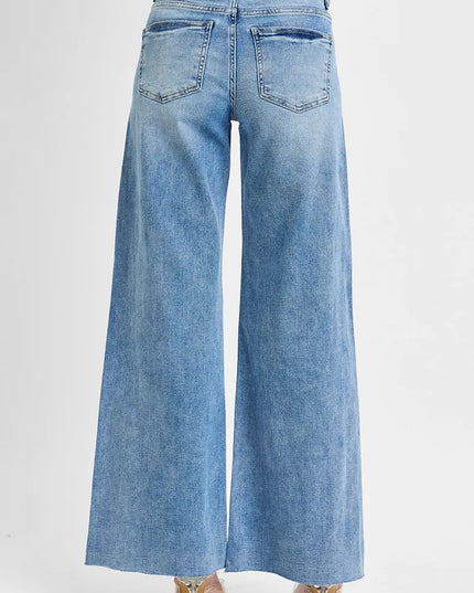 RISEN Full Size Tummy Control High Rise Ankle Palazzo Jeans Plus Size - Sleekdenim.com