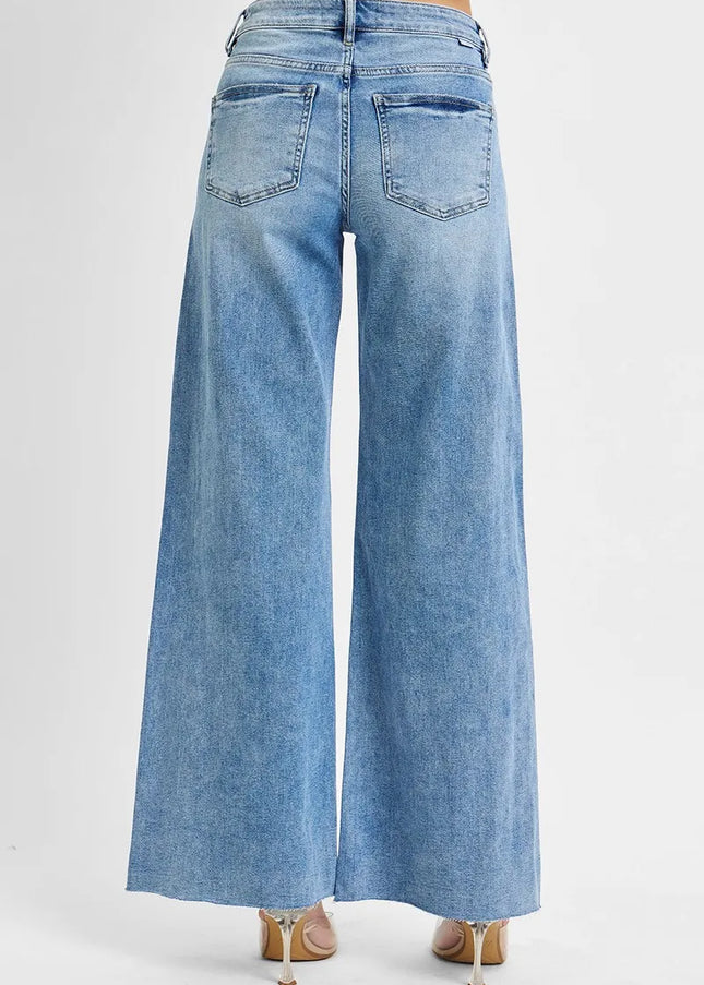 RISEN Full Size Tummy Control High Rise Ankle Palazzo Jeans Plus Size - Sleekdenim.com