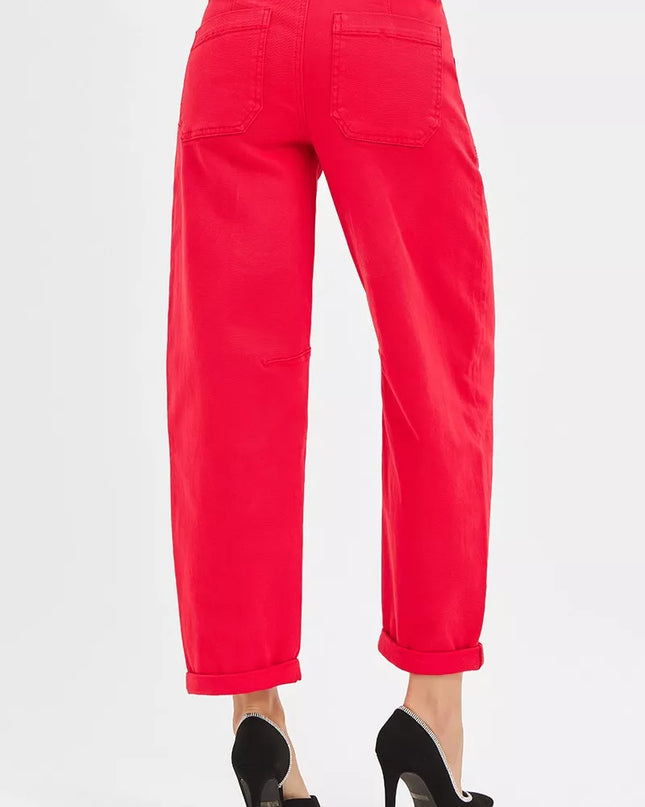 RISEN High Rise Ankle Cuffed Barrel Pants - Sleekdenim.com