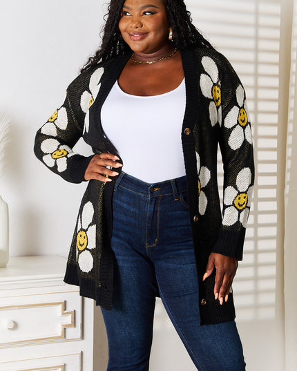 Perfee Floral Button Down Longline Cardigan - Sleekdenim.com