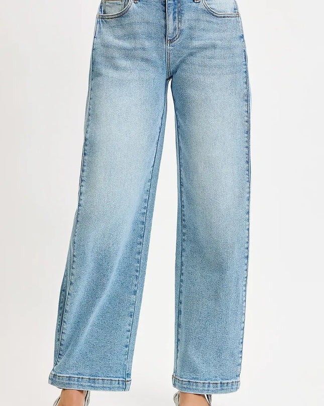 RISEN Mid Rise Wide Barrel Transferable Leg Snap Jeans - Sleekdenim.com