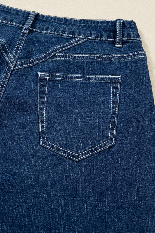 Denim Stitch High-Waist Cuff Jeans - Sleekdenim.com