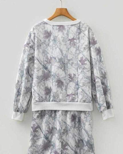 Abstract Camo Pullover & Drawstring Shorts Set - Sleekdenim.com